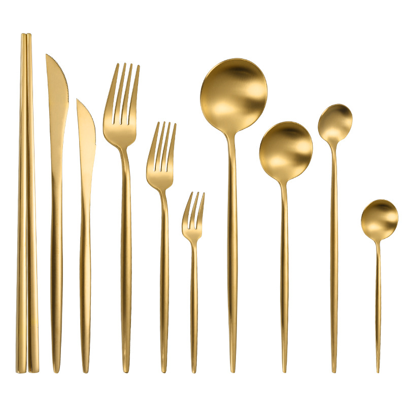 18/0 Matte Gold Silverware Flatware Set