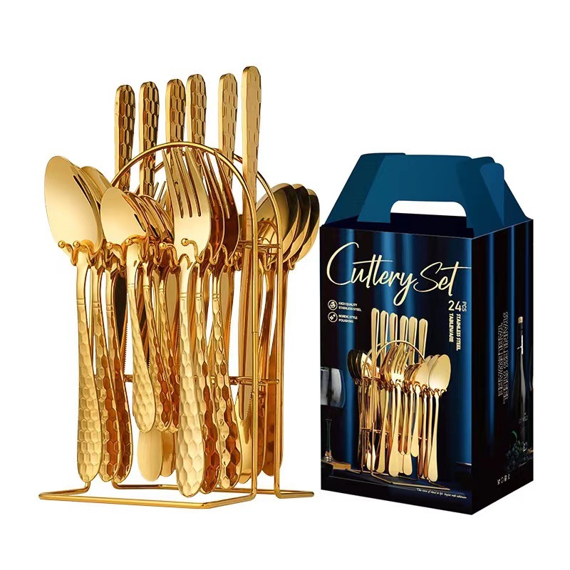 High Quality Luxury Stainless Steel Cutlery Polished Gold Flatware Set